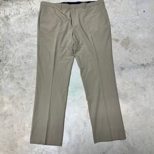 Nautica Men's Tan Chinos Flat Front Dress Pants Size 42W x 32L Polyester Blend‎